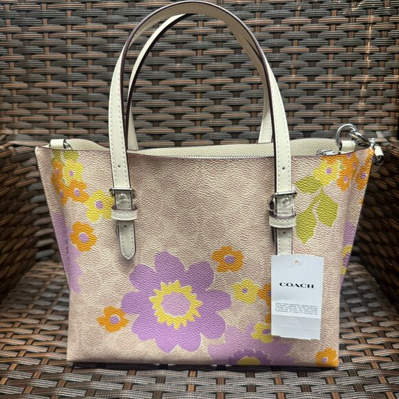 coach Mollie Tote Bag 25 In Signature Canvas With Floral Print cbt23 - Picture 2 of 7